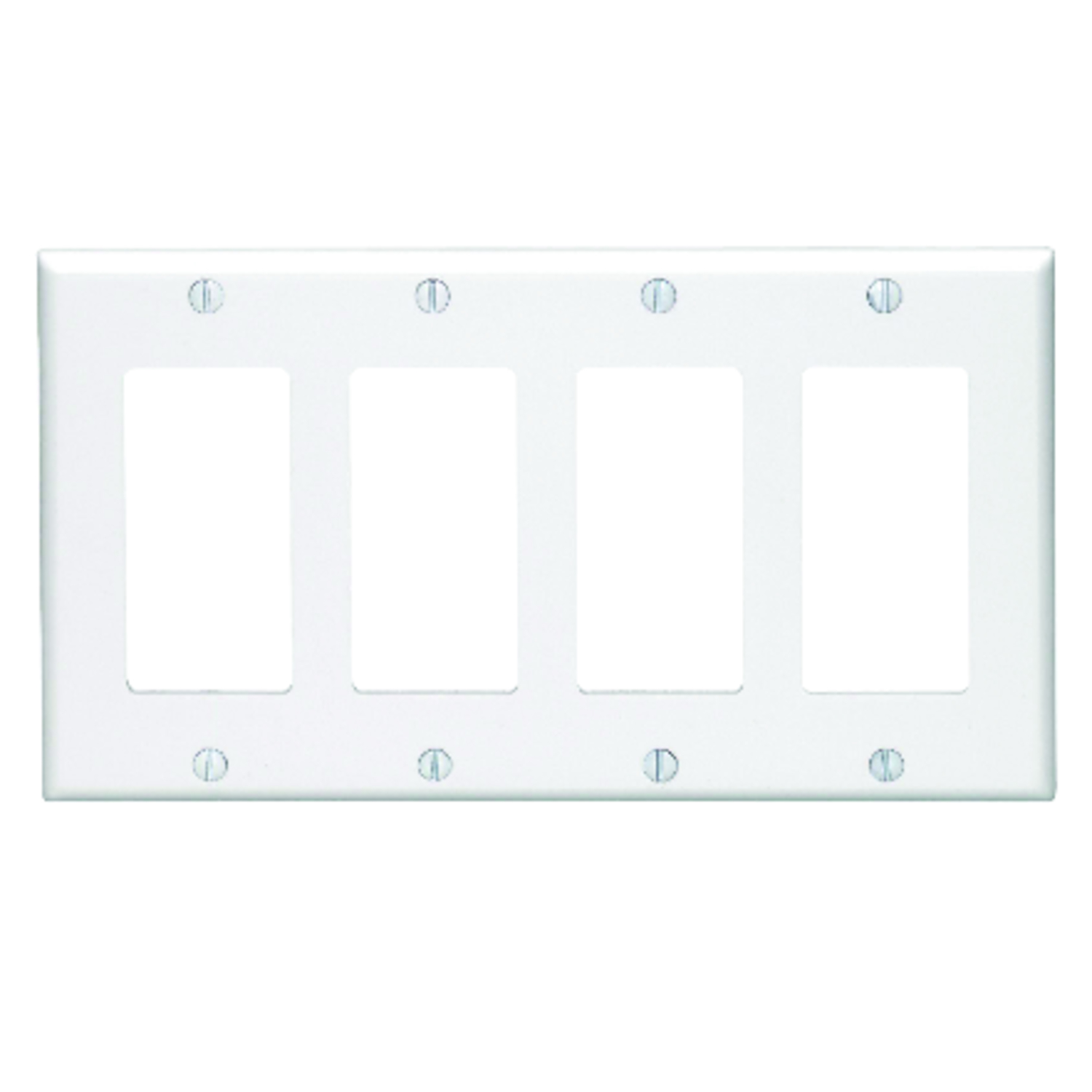 Leviton Decora 4-Gang Smooth Plastic Rocker Decorator Wall Plate, White
