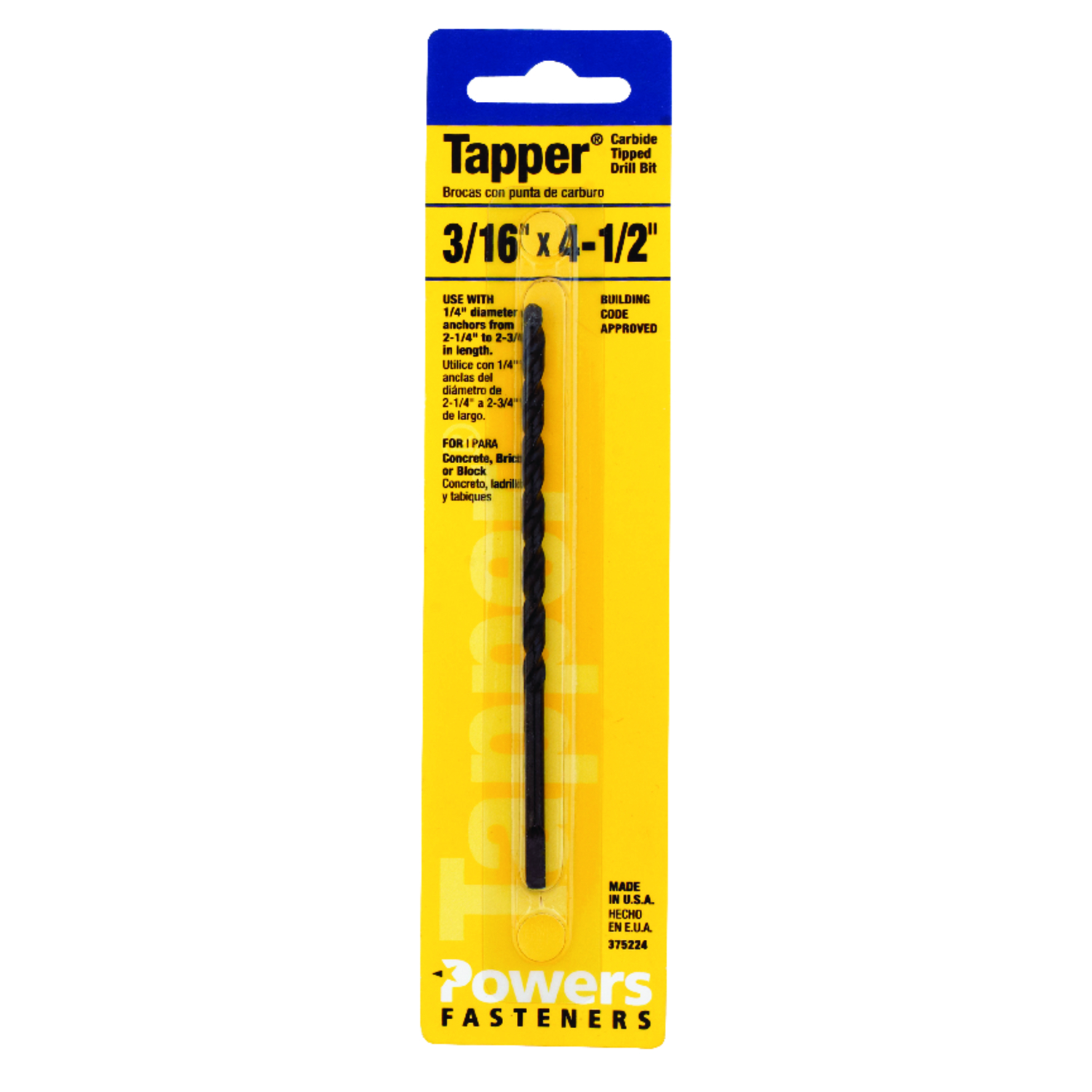 Rawl Masonry Tapper Carbide Drill Bit, 3/16 x 4.5-In.
