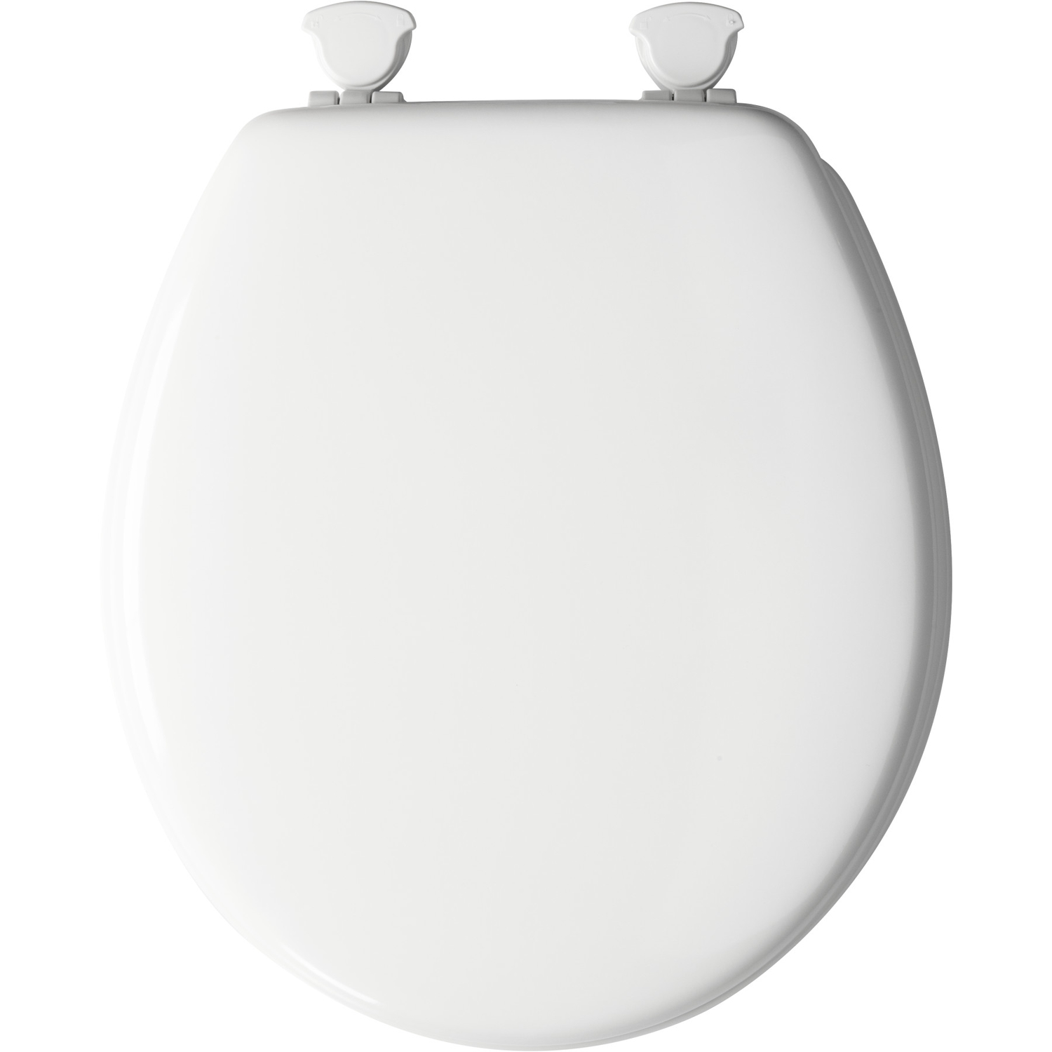 Round Molded Wood Toilet Seat with Easy-Clean and Change Hinge in White Finish