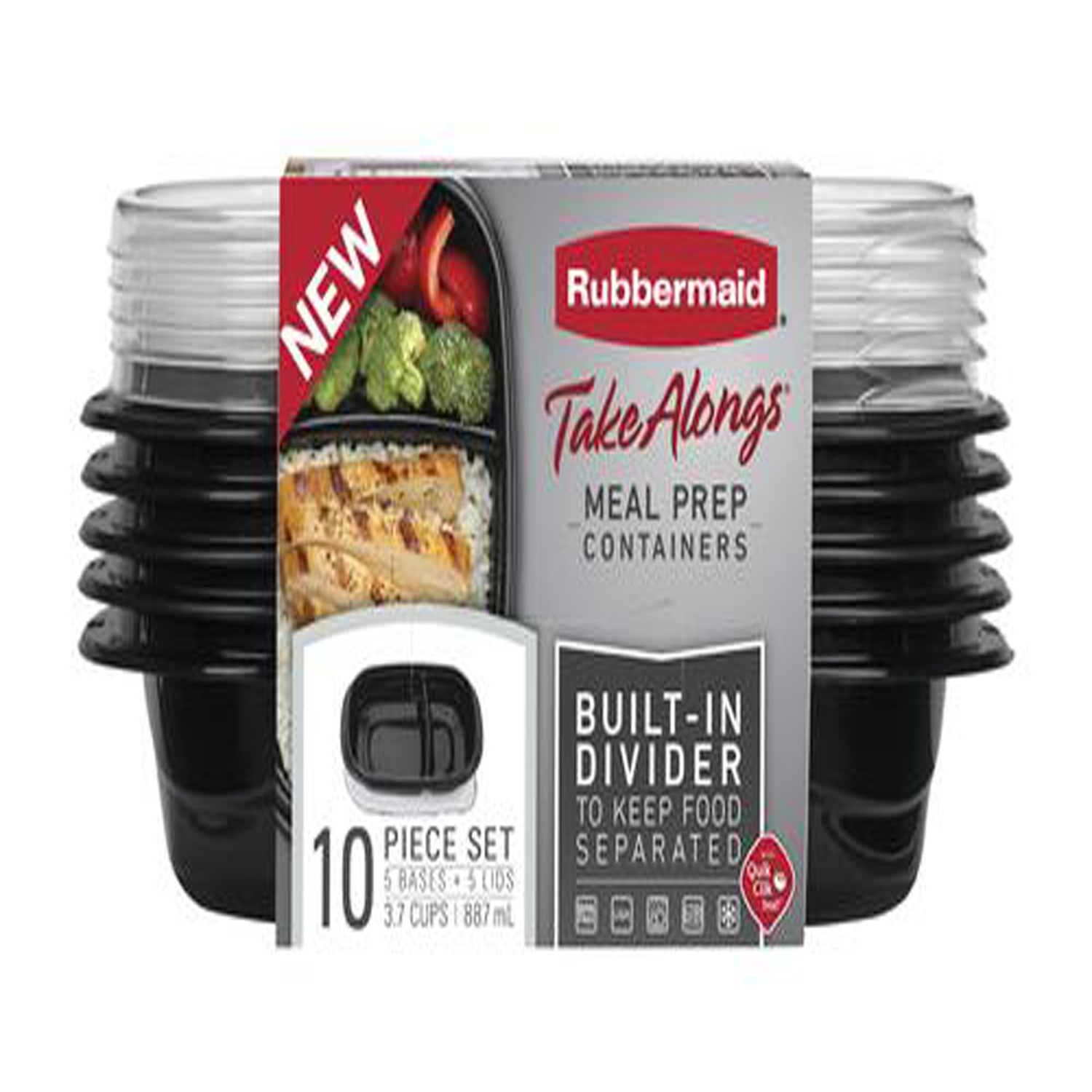 Rubbermaid TakeAlongs 3.7 Cup Meal Prep Containers with Lids (5-Pack)