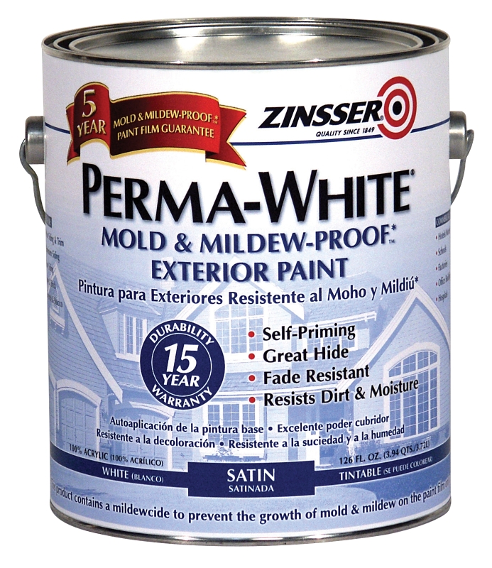 Perma-White Satin Mold & Mildew-Proof Exterior Paint, 1-Gallon