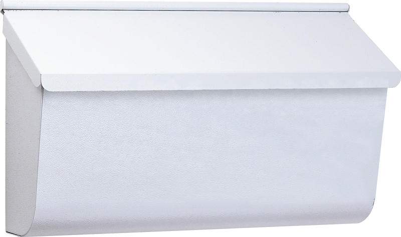 Woodlands White Wall Mount Mailbox, Medium Horizontal, Galvanized Steel