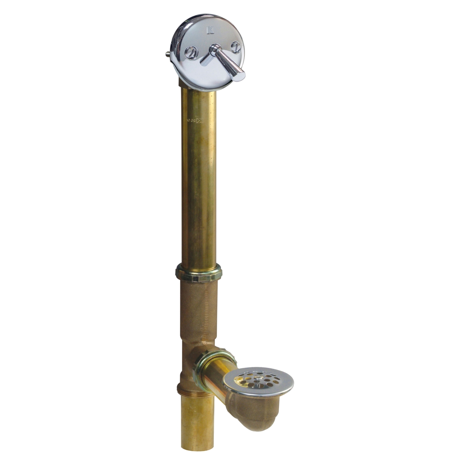 Trip Lever Bath Drain Assembly, Brass, Polished Chrome Trim, 1-1/2 In.