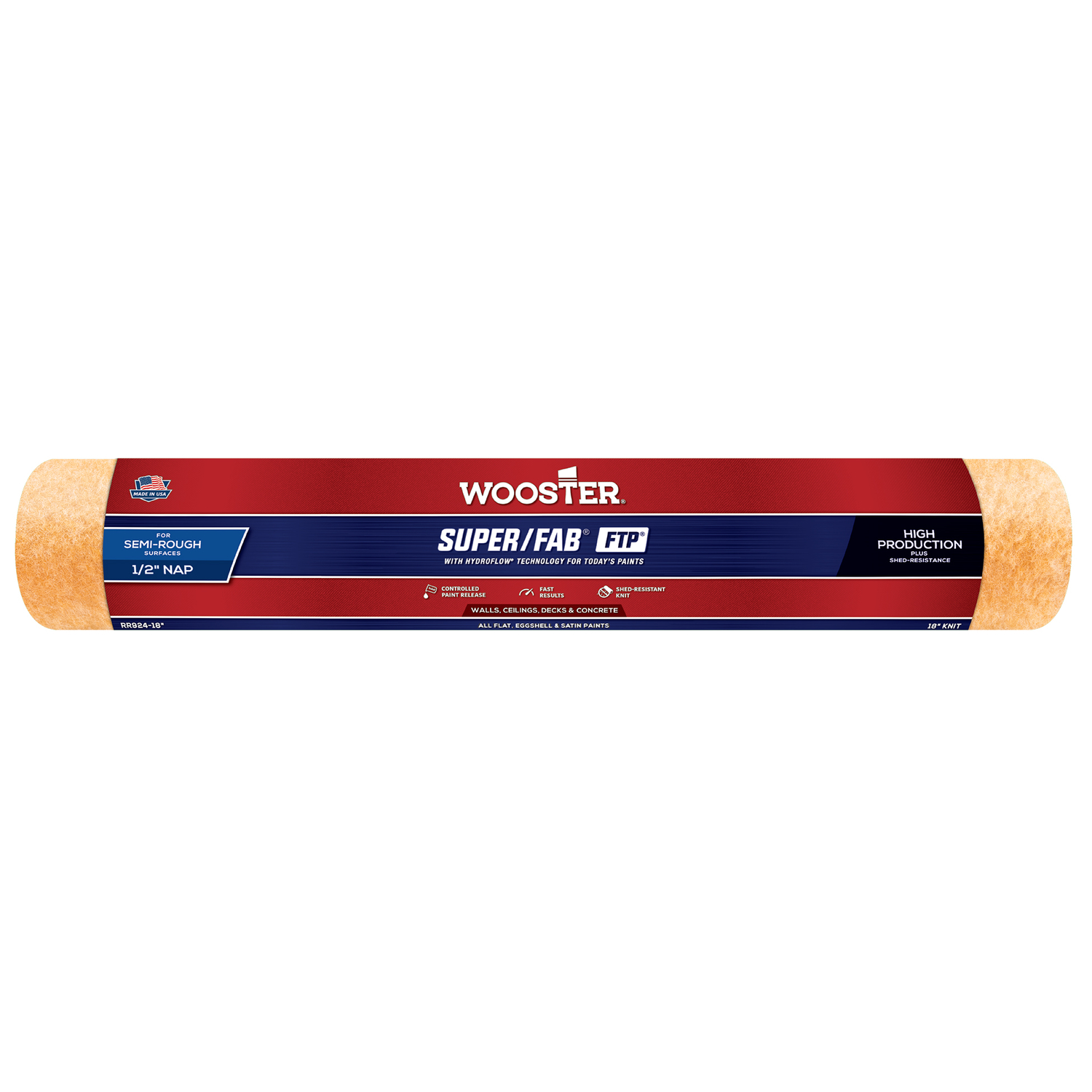 Wooster Super/Fab FTP 18 In. x 1/2 In. Knit Fabric Roller Cover