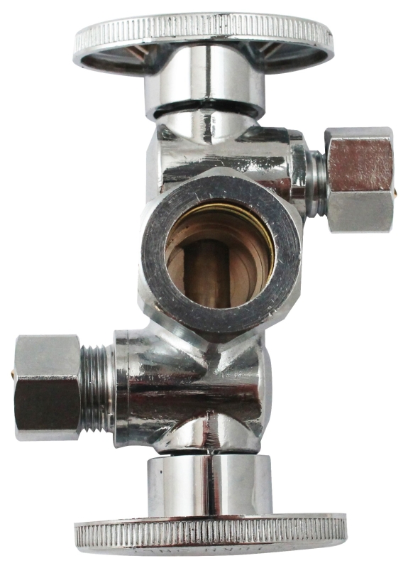 5/8" Od X 3/8" Od X 3/8" Od Quarter Turn Dual Shut-off Valve
