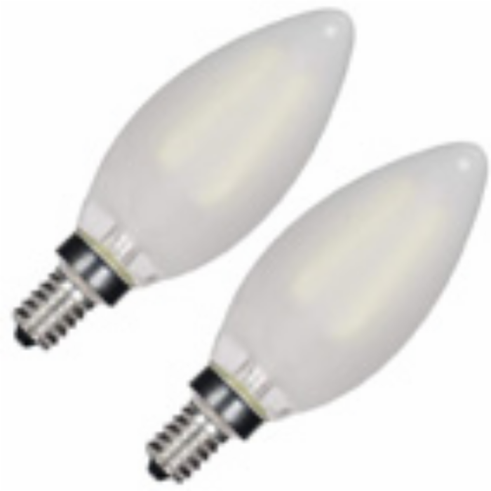 Satco 40W Equivalent Warm White B11 Candelabra Traditional Frosted LED Decorative Light Bulb (2-Pack)