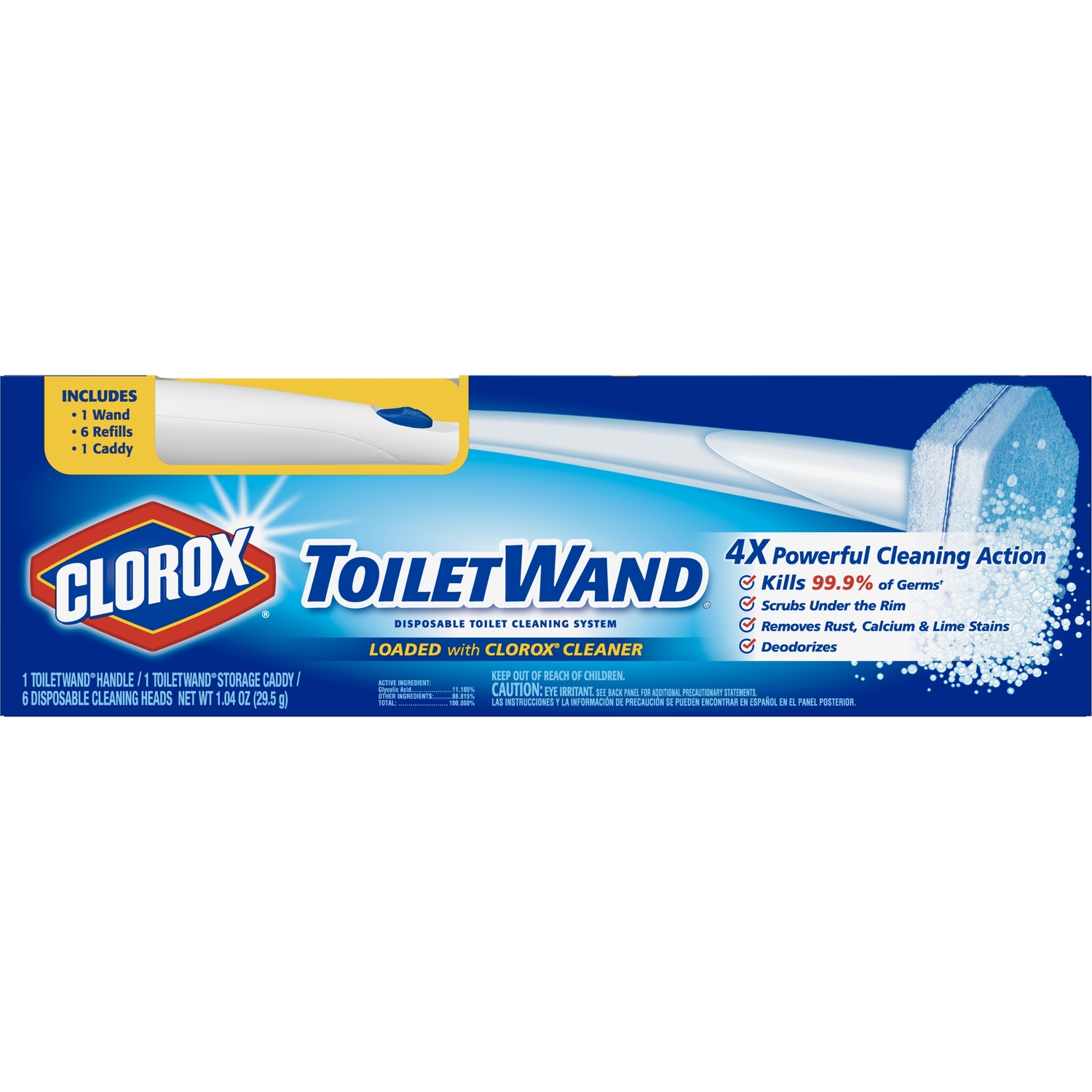 Toilet Wand Starter Kit With Caddy And 6 Disposable Scrubbing Pads