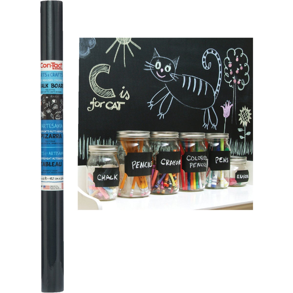 Chalkboard Surface, Adhesive, 18-In. x 6-Ft.