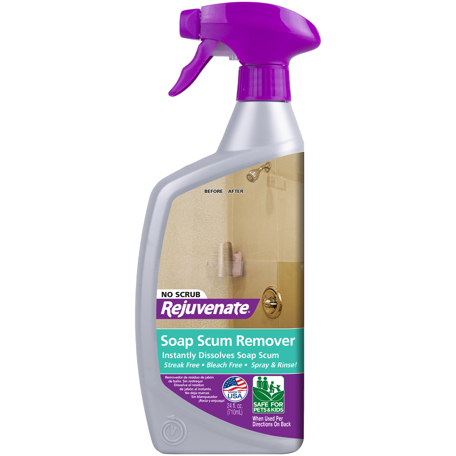 24 Oz. No Scrub Soap Scum Remover - Bleach Free, Unscented Trigger Spray