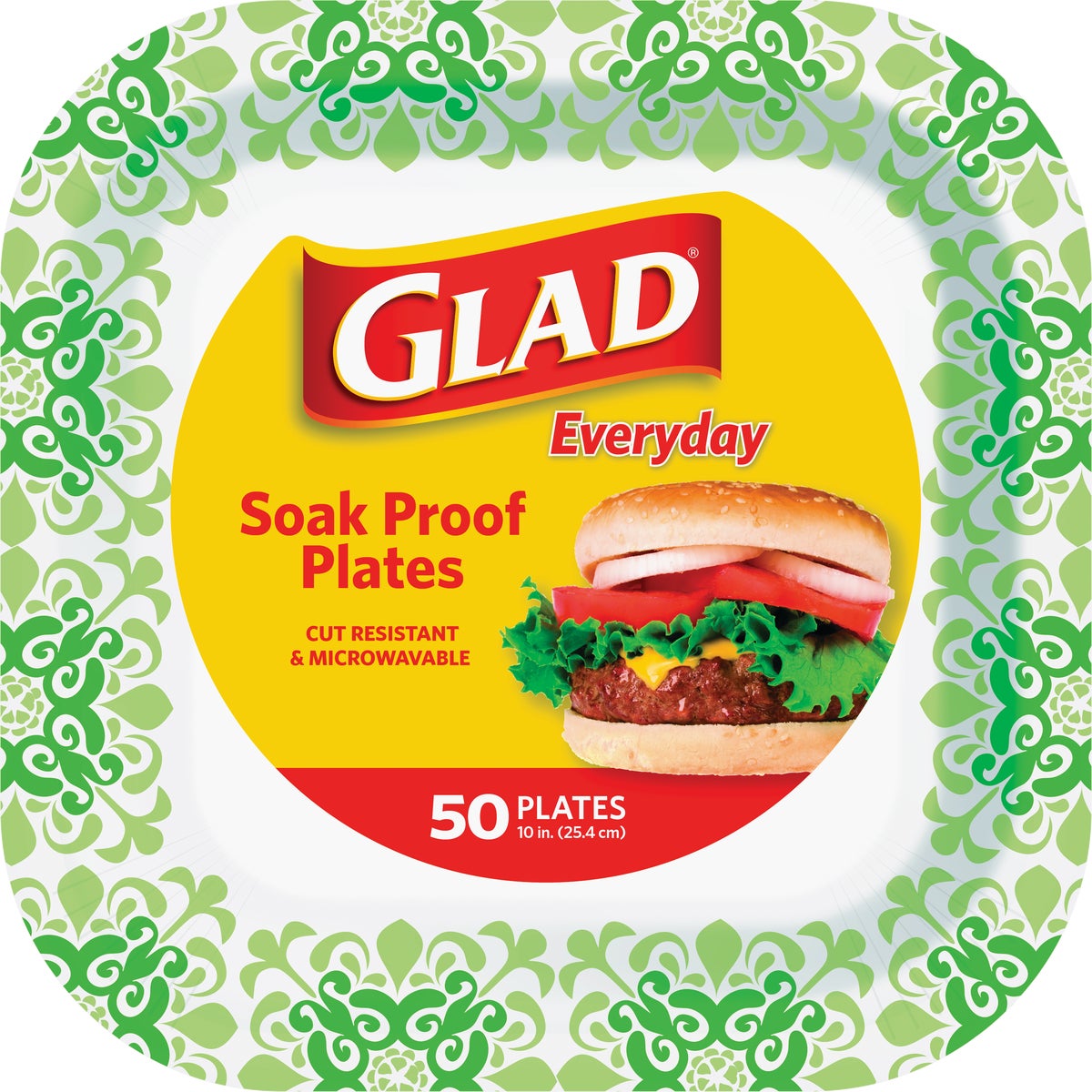 Everyday 10.25 In. Green Square Paper Plates - 50 Count