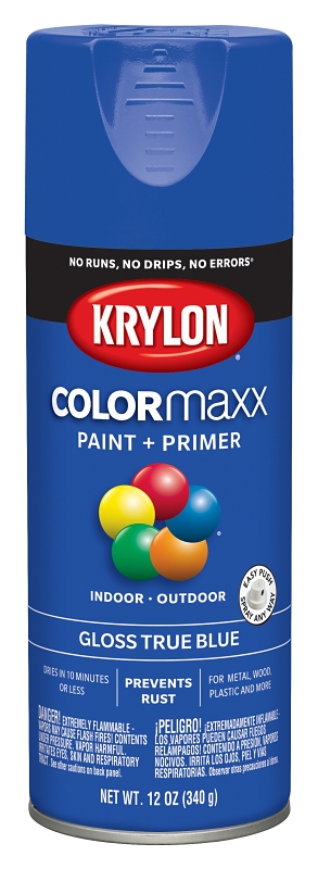 COLORmaxx Gloss True Blue Spray Paint and Primer, 12 Ounce Can