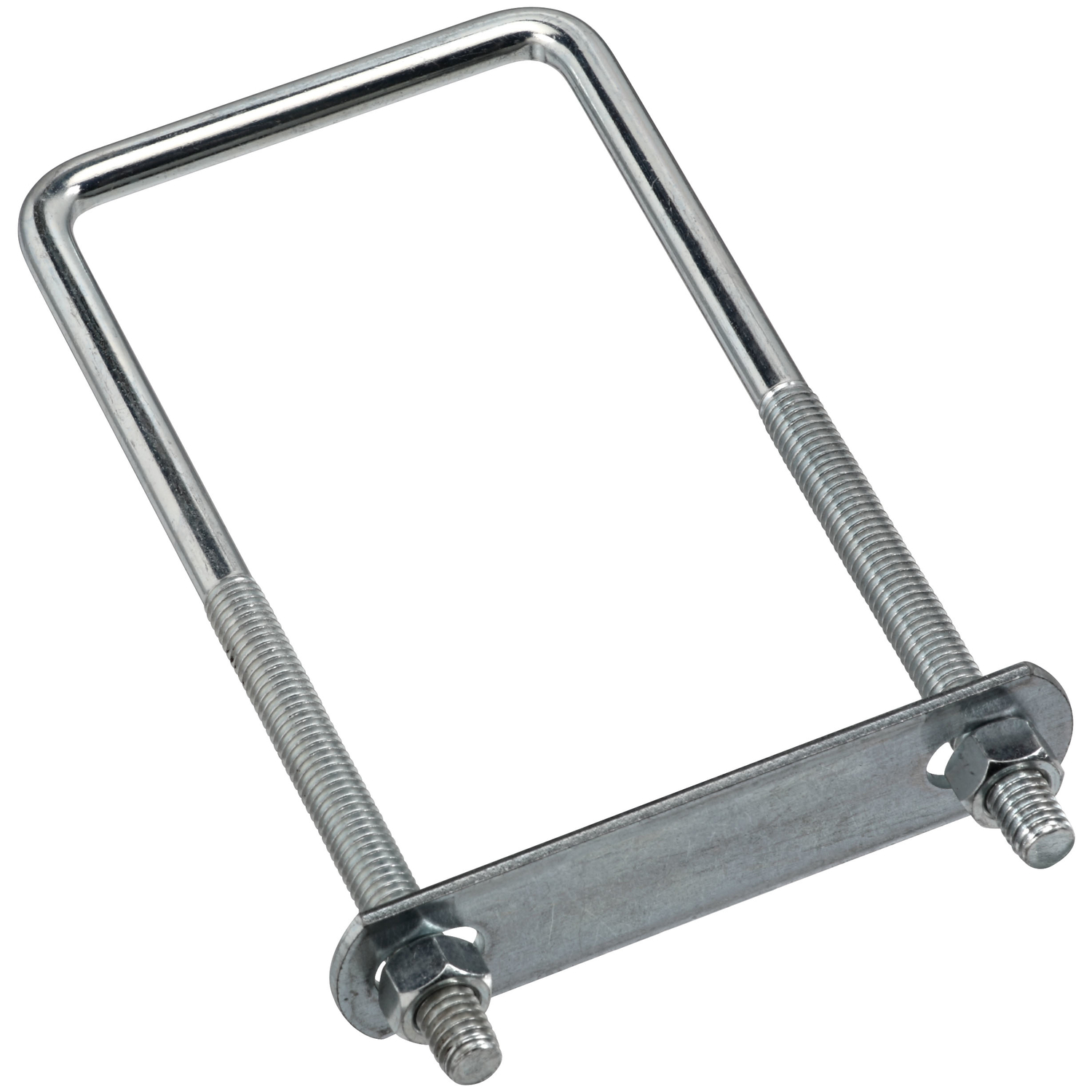 U Bolt with Plate & Hex Nuts, #657 Zinc, Square, 3/8 x 3 x 7 In.