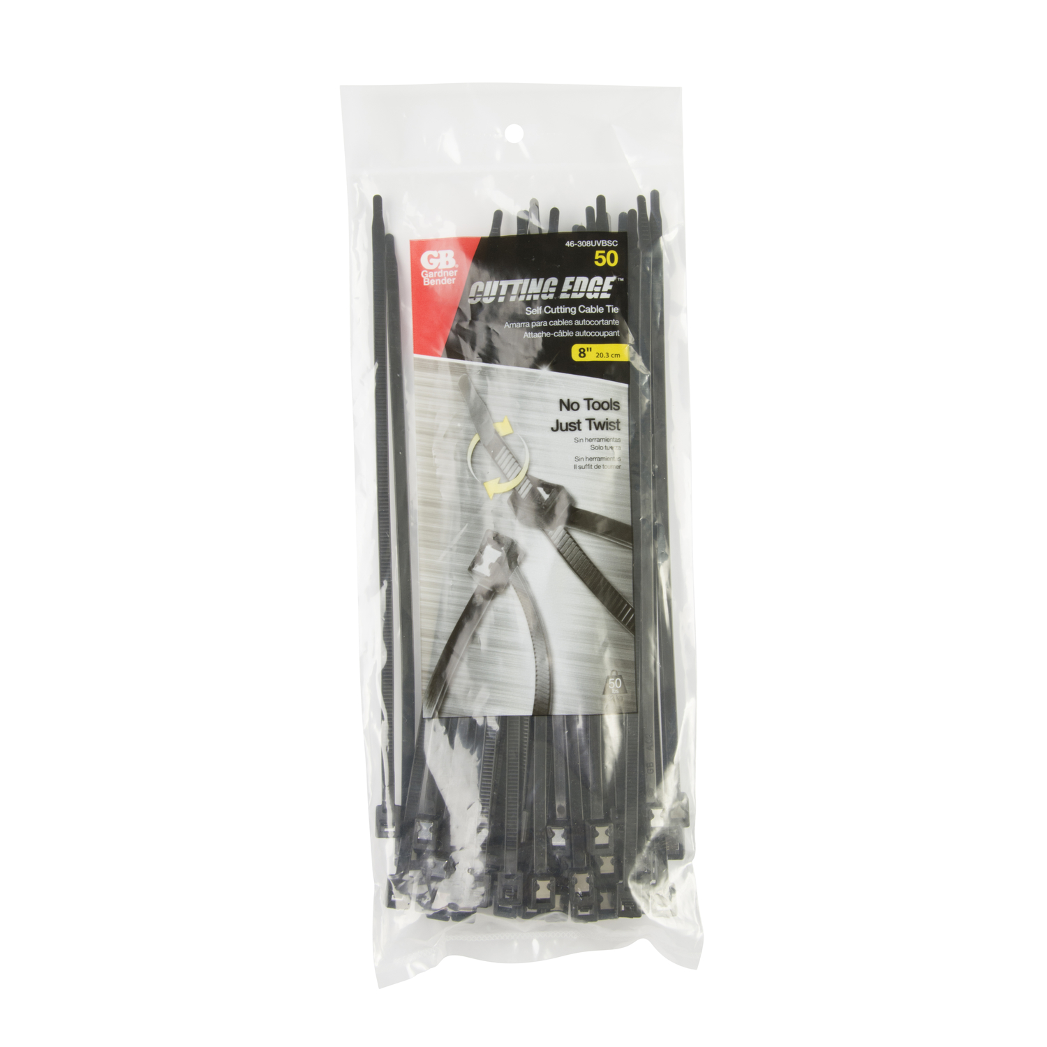 Gardner Bender Cutting Edge 8 In. Black Nylon Self-Cutting Cable Tie (50-Pack)