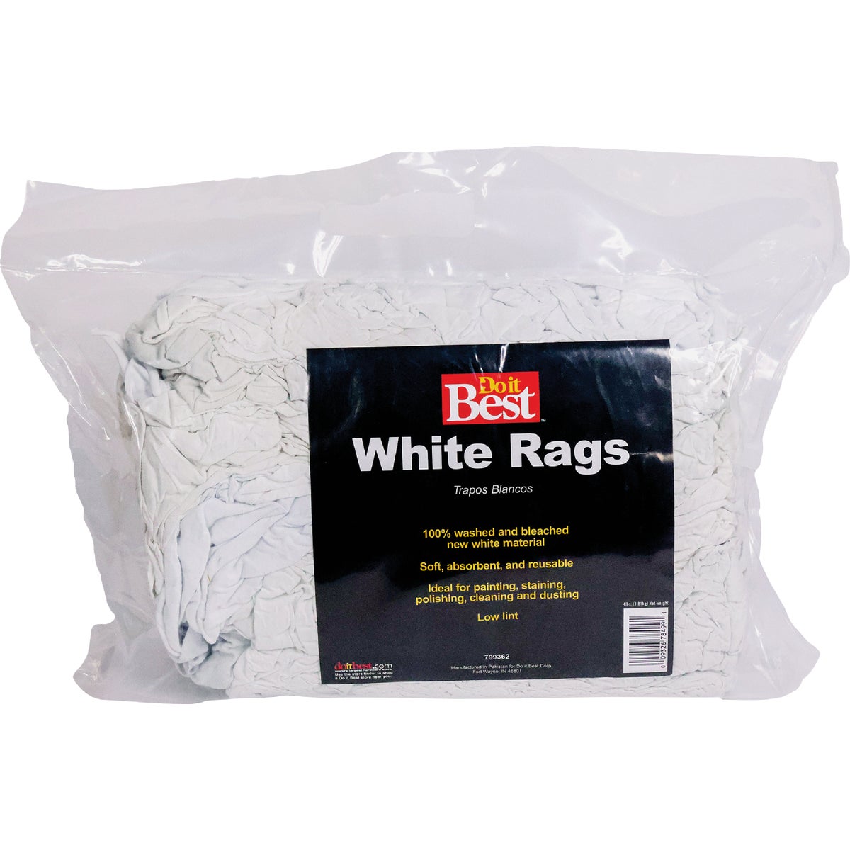White Knit T-shirt Painter's Rags - 4 Lb. Reusable Absorbent Cloths