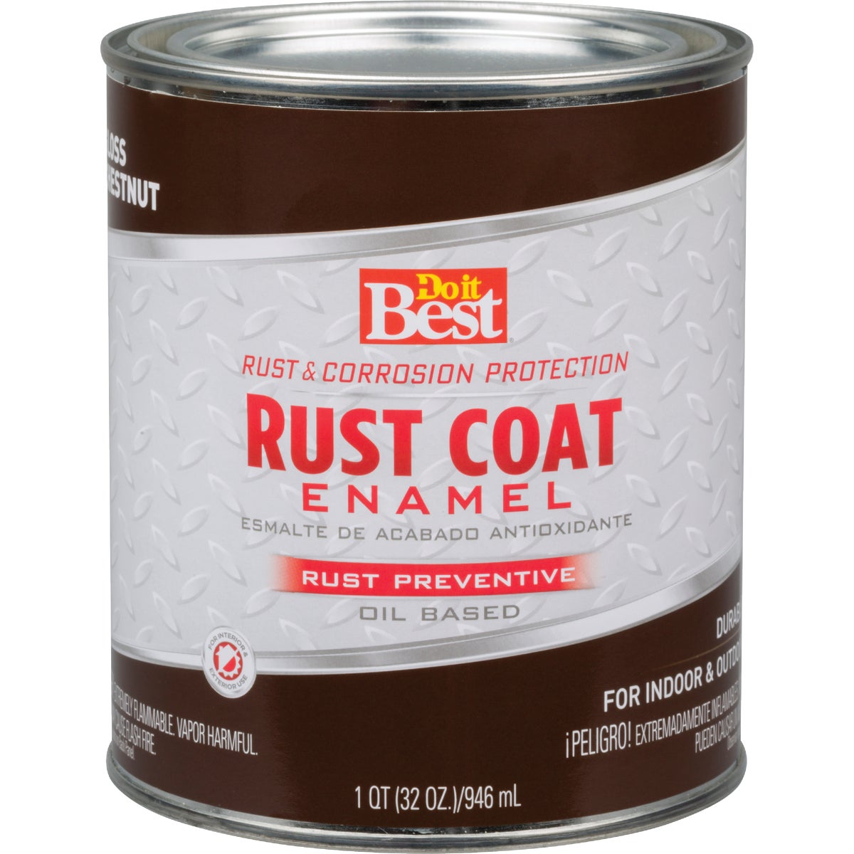 Rust Coat Oil-based Gloss Enamel, Chestnut, 1 Quart - Durable Finish