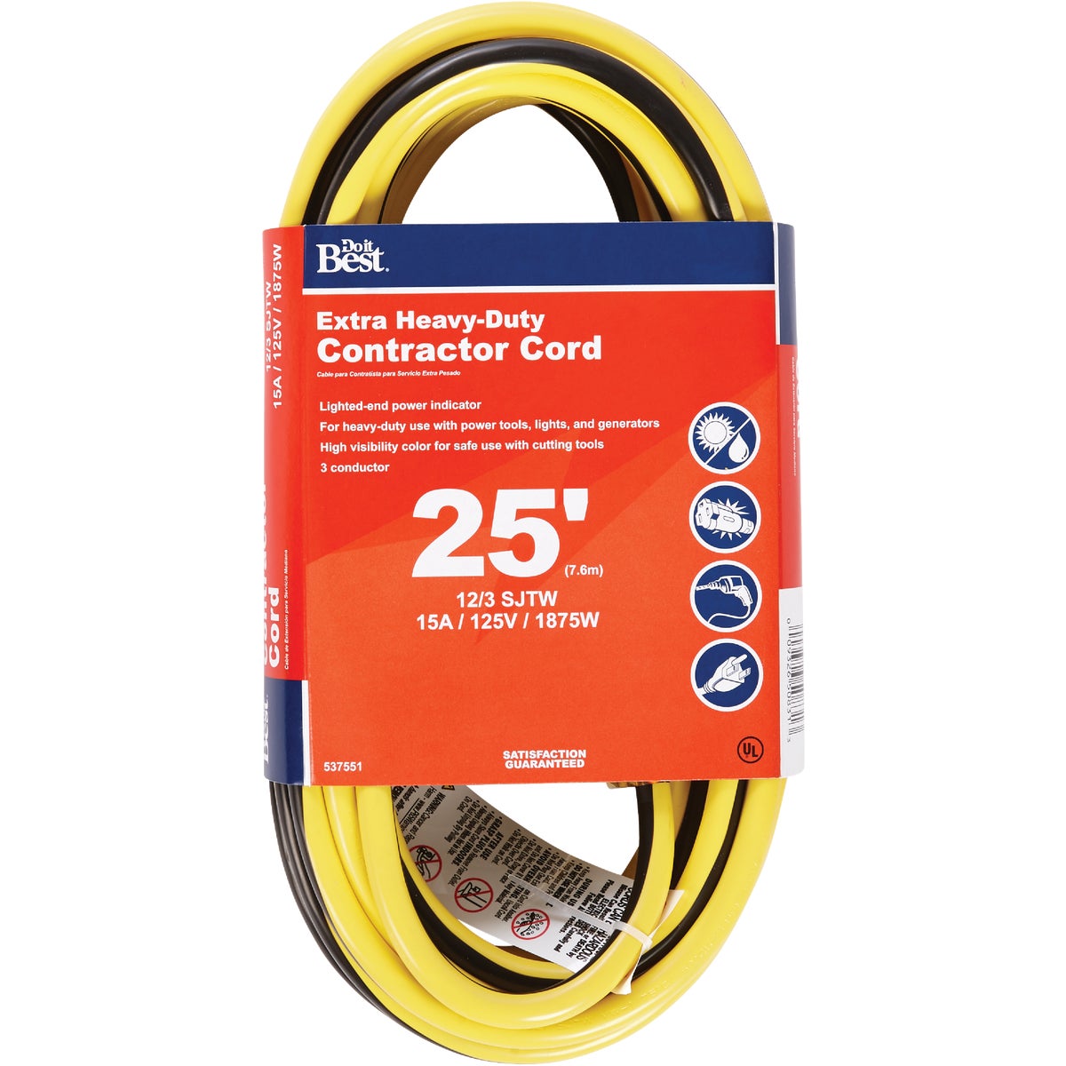 25 Ft. 12/3 Extra Heavy-duty Contractor Extension Cord