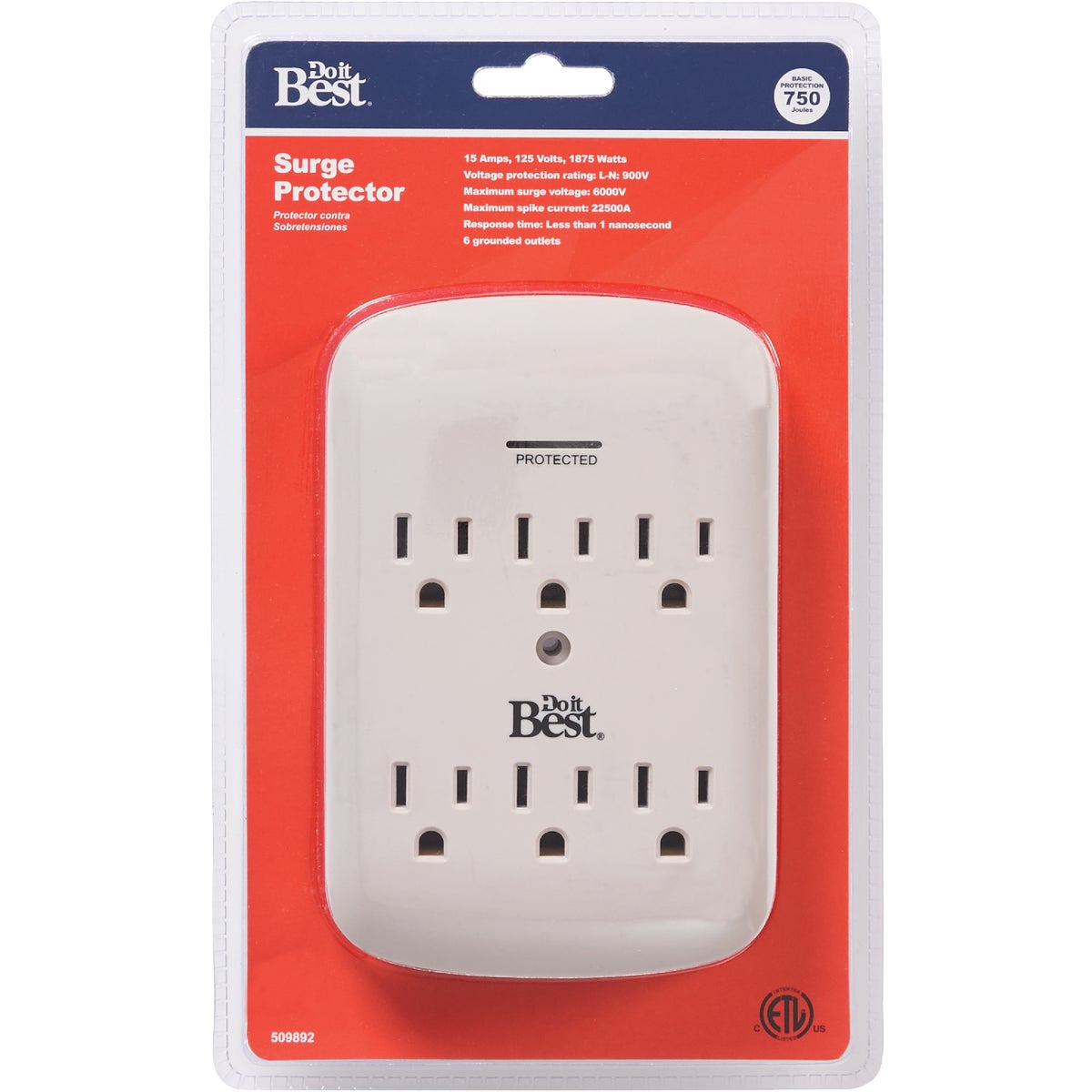 6-outlet 15a Gray Surge Tap With Surge Protection Indicator
