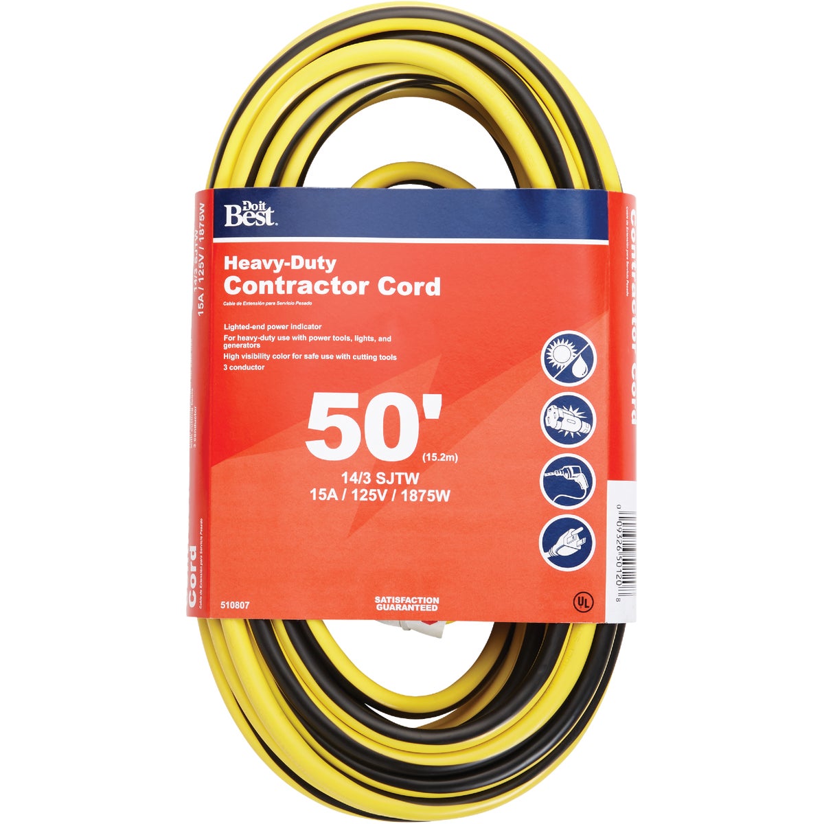 Master Electrician 50 Ft. 14/3 Heavy-Duty Contractor Extension Cord