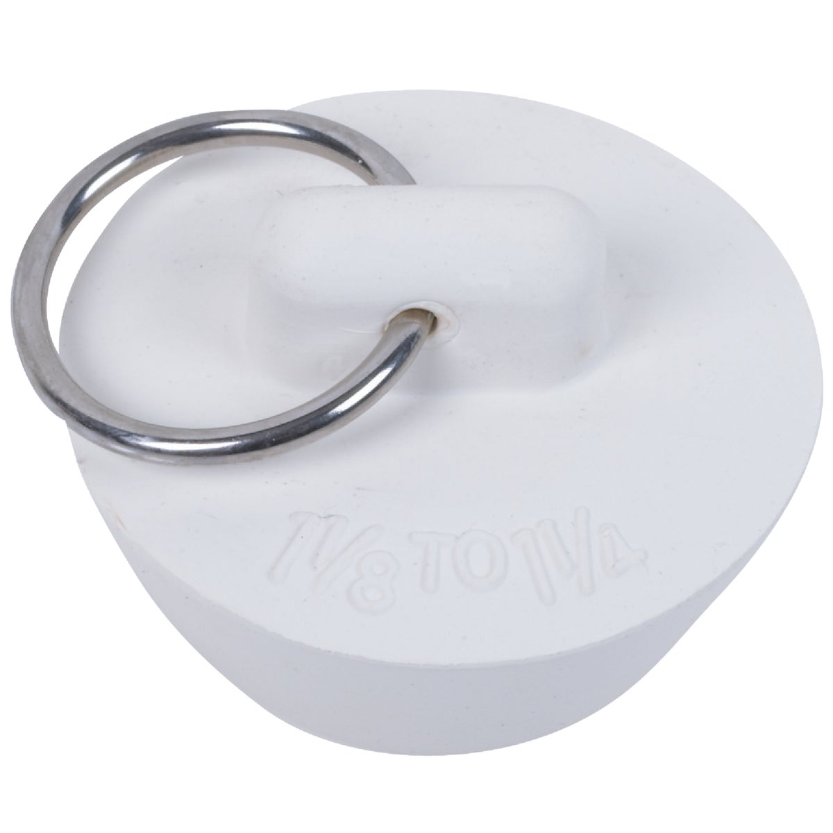 Duo-fit 1-1/8 In. To 1-1/4 In. White Rubber Drain Stopper With Brass Ring