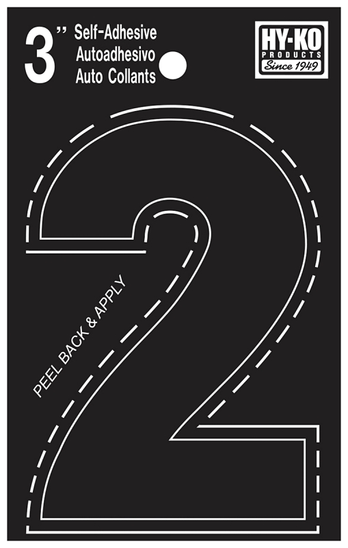 3 In. Black Vinyl Self-adhesive Number Two For Mailboxes, Trucks, And Boats