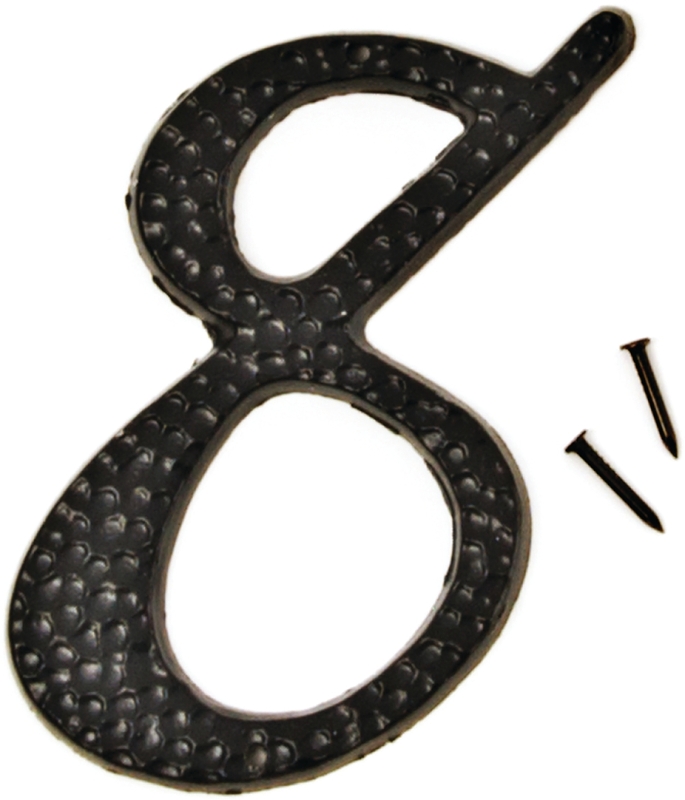 3-1/2 In. Black Hammered Aluminum House Number Eight - Die-cast
