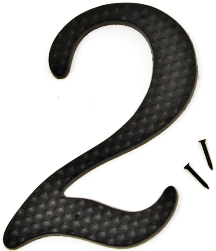 4-1/2 In. Black Hammered Aluminum House Number Two - Durable & Stylish