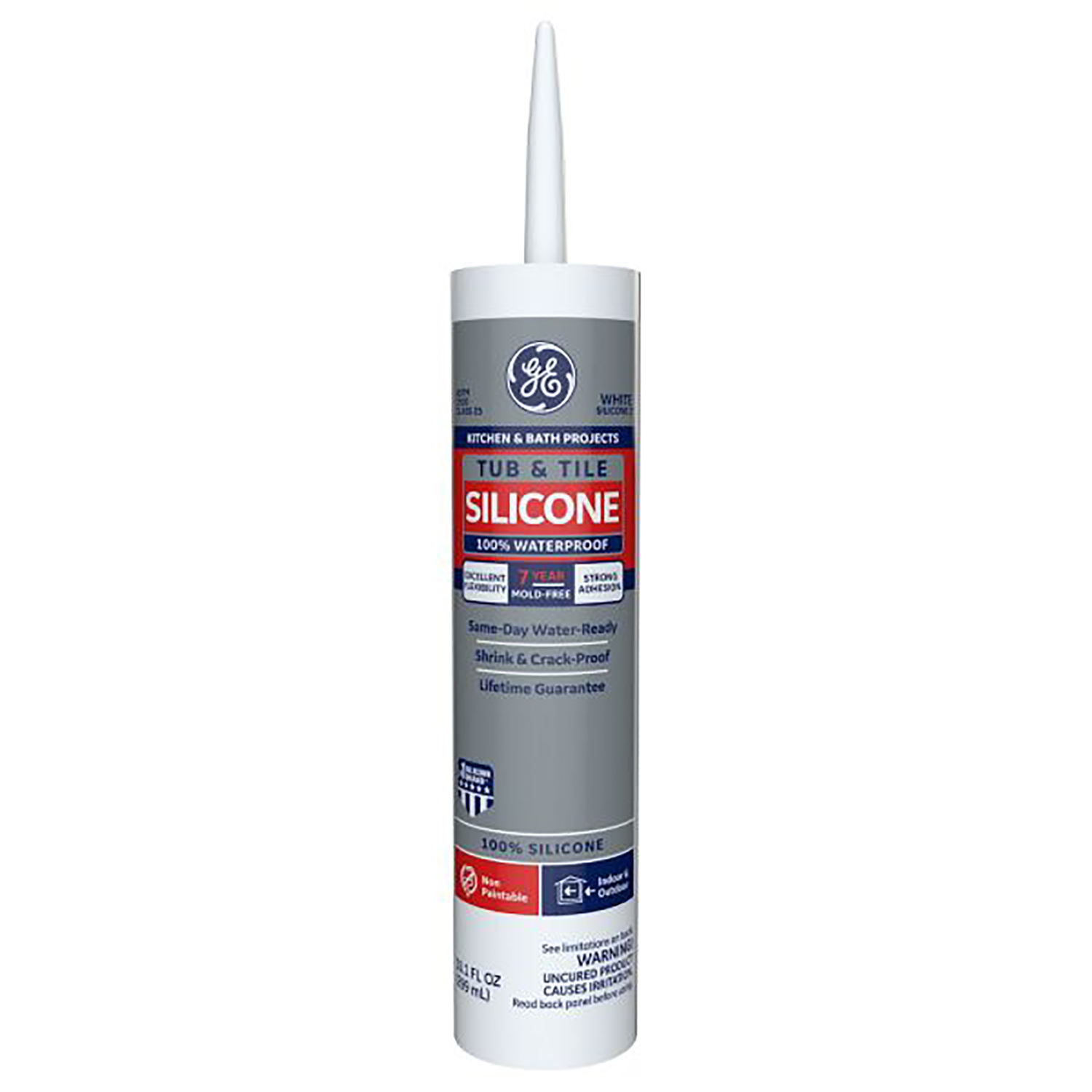 GE Silicone 1 Tub & Tile, White, 10.1  Oz. Cartridge