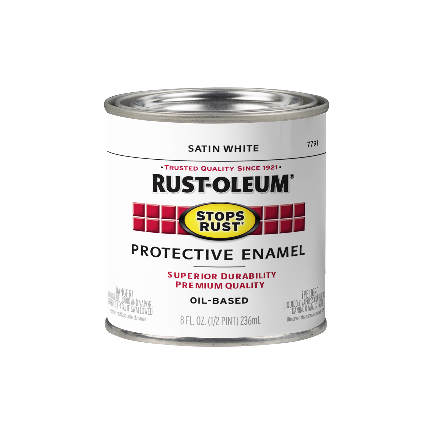 White Satin Stops Rust Enamel, 1/2 Pint