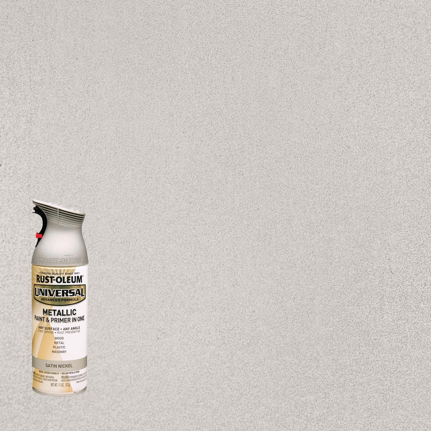 Universal Paint & Primer Metallic  Spray Paint, Satin Nickel Metallic, 12-oz.
