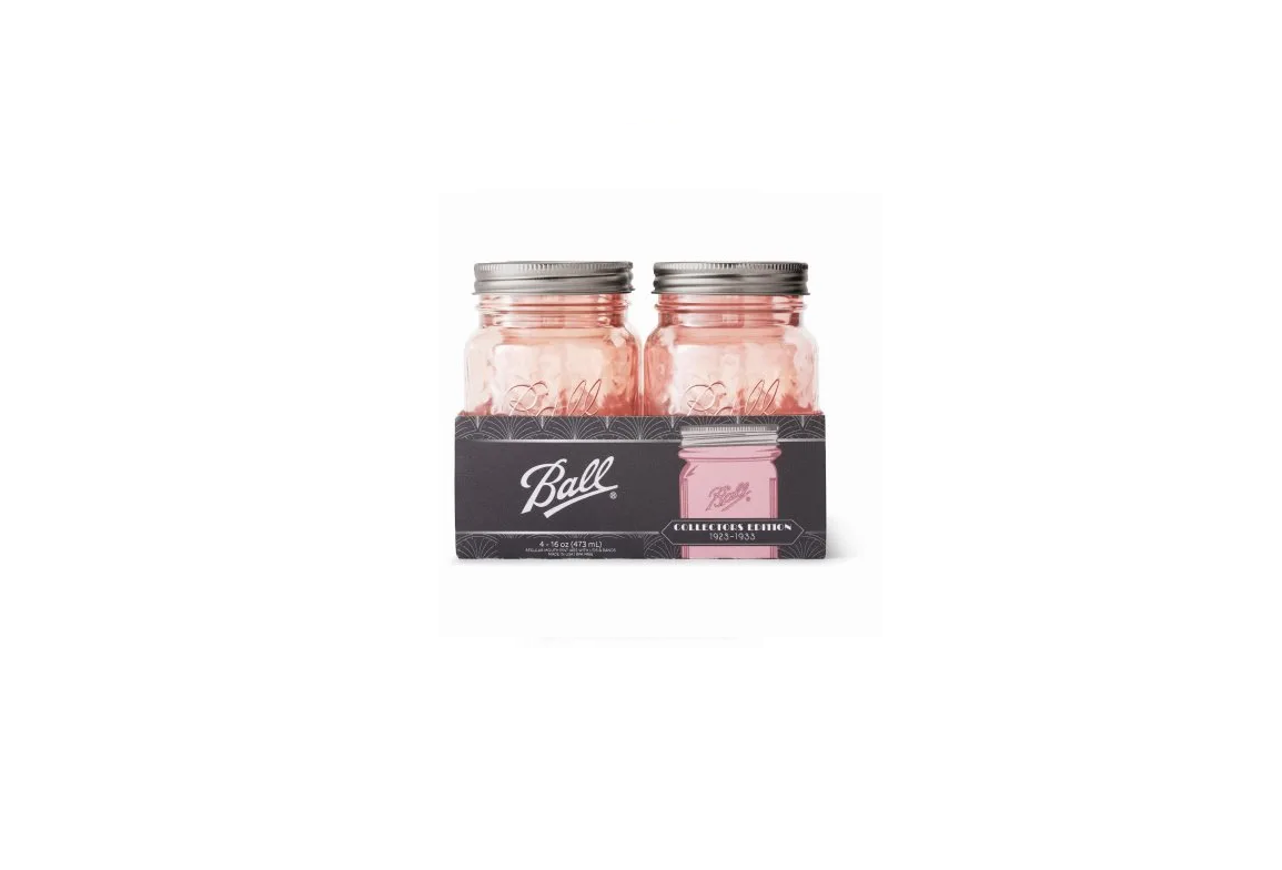 Ball 16 Oz. Pint Regular Mouth Vintage Pink Jar (4-Count)