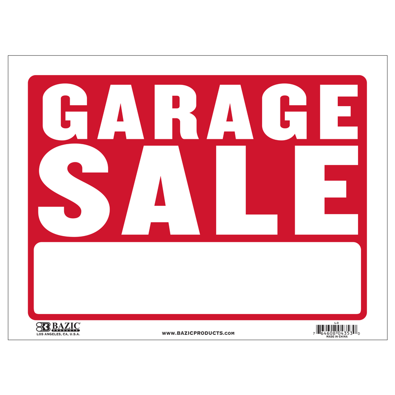 Bazic Products English Garage Sale Sign Plastic 12 in. H x 16 in. W