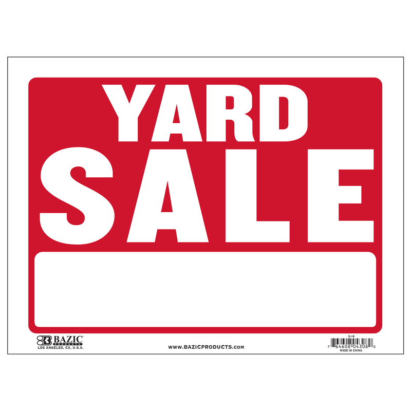 S-16 9 In. H X 12 In. W Yard Sale Sign - Durable Plastic
