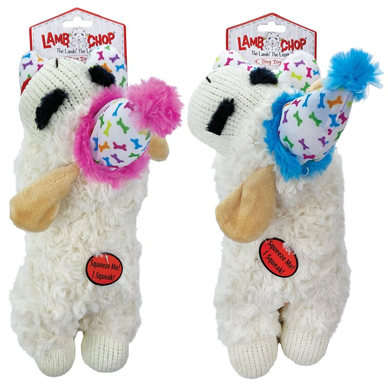9084126 10.5 in. Polyester Lamb Chop with Birthday Hat Dog Toy