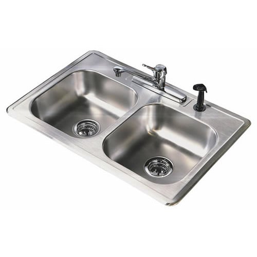Sterling Stainless Steel Kitchen Sink Double Bowl 33 In. X 22 In. X 6 In. Model Pro33226-4s