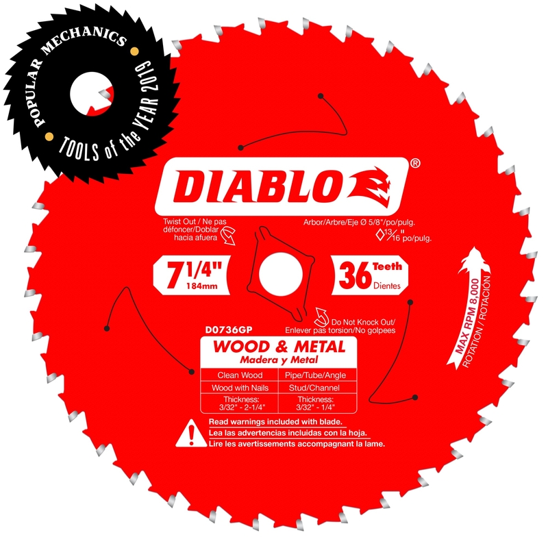 Diablo 7-1/4 In. 36-Tooth Circular Saw Blade, Bulk