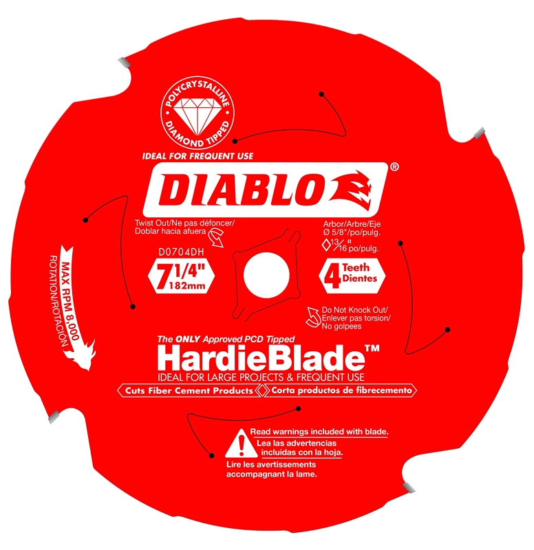Diablo HardieBlade 7-1/4 In. 4-Tooth PCD Fiber Cement Circular Saw Blade, Bulk