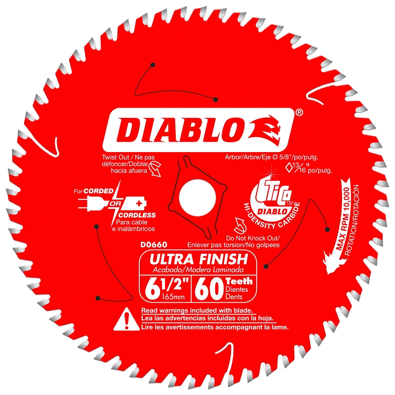 Diablo 6-1/2 In. 60-Tooth Ultra Finish Circular Saw Blade, Bulk