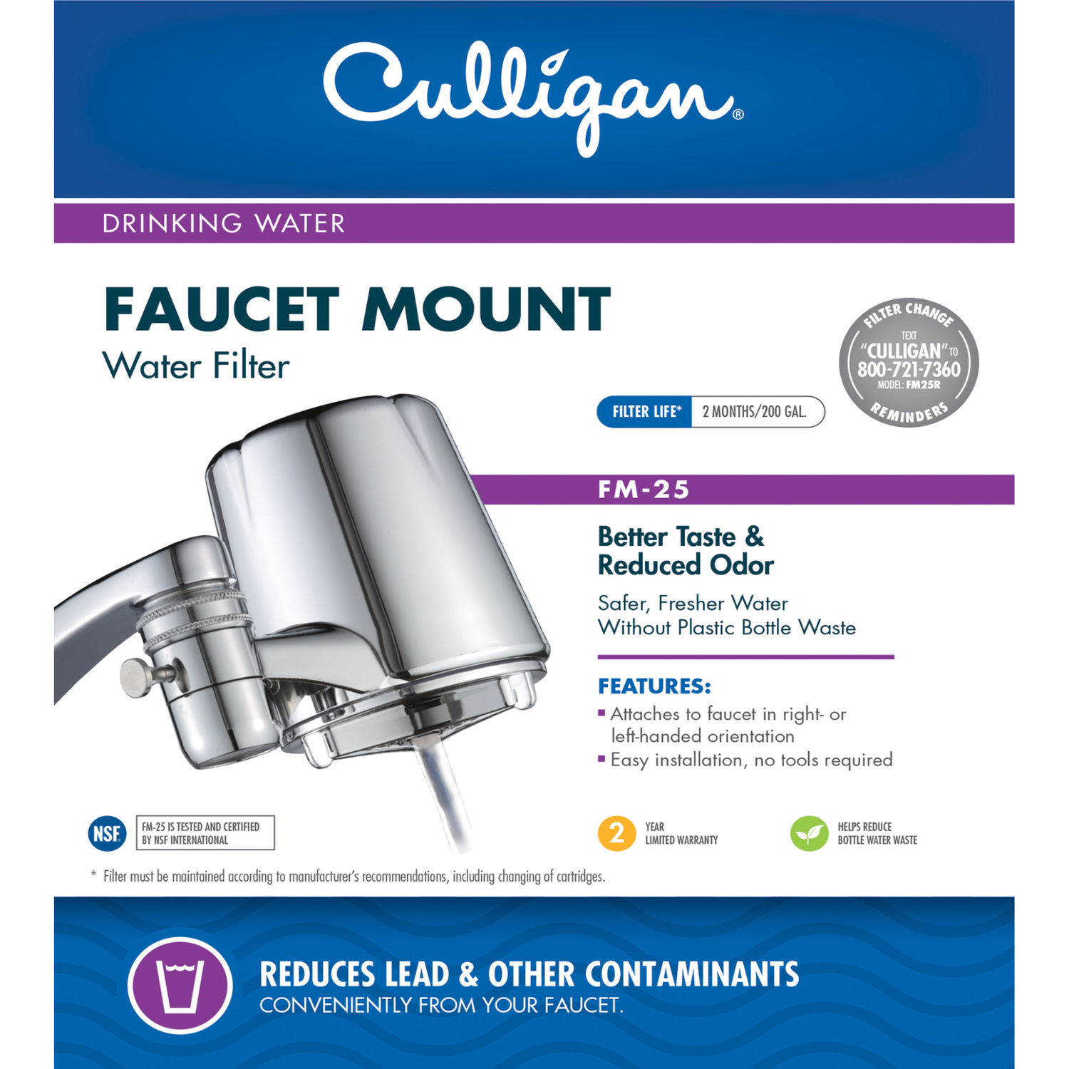 Fm-25 Polished Chrome Faucet Mount Water Filter With Advanced Filtration