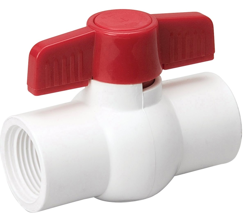 Threaded Ball Valve, White PVC, 1 In.