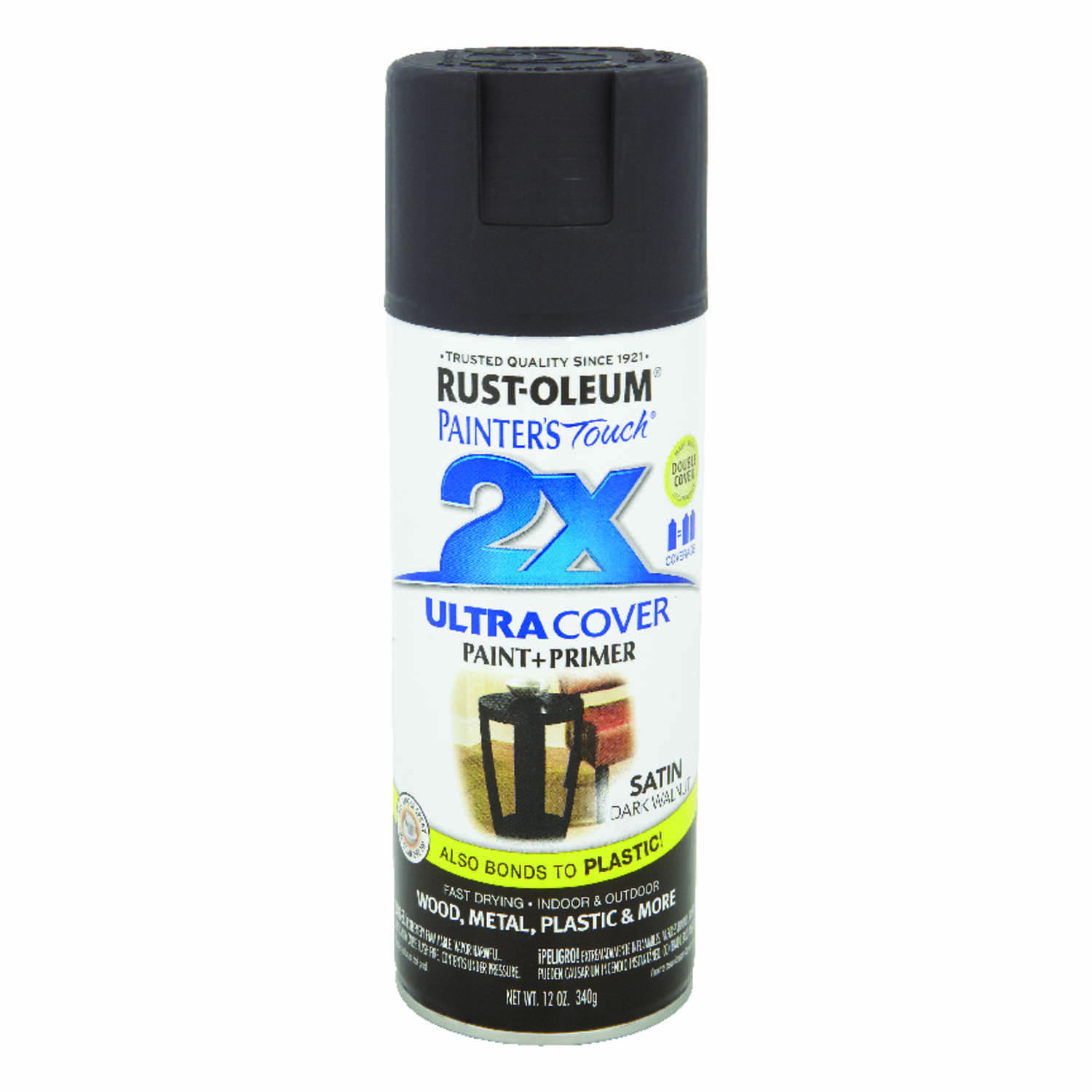 2x Ultra Cover 12 Oz. Satin Spray Paint, Dark Walnut