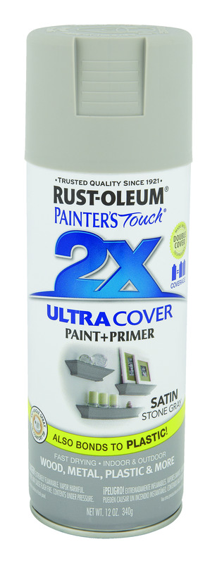 Painter's Touch 2x Ultra Cover Satin Stone Gray Spray Paint 12 Oz
