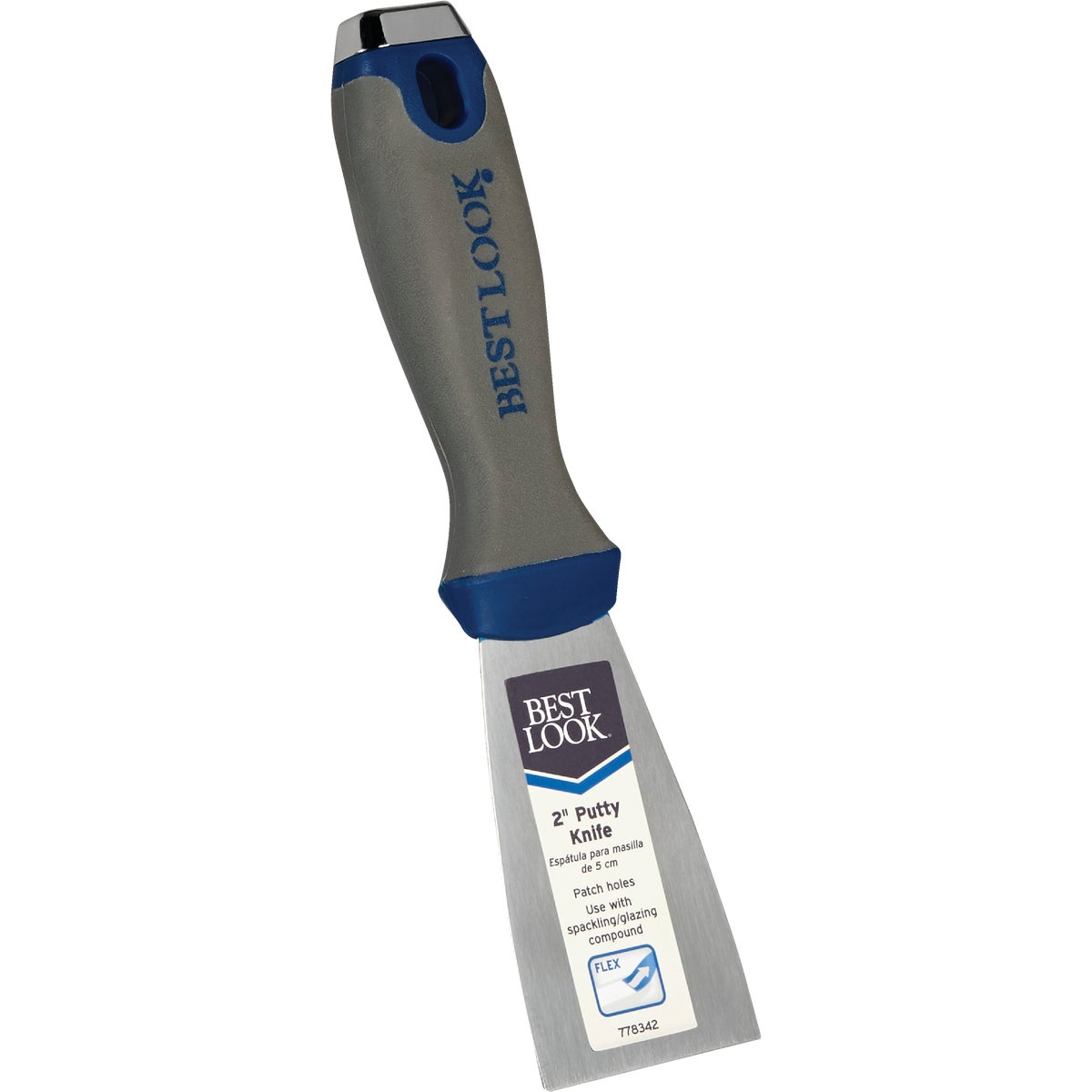 2 Inch Flex Ergo Putty Knife With Ergonomic Handle And Carbon Steel Blade