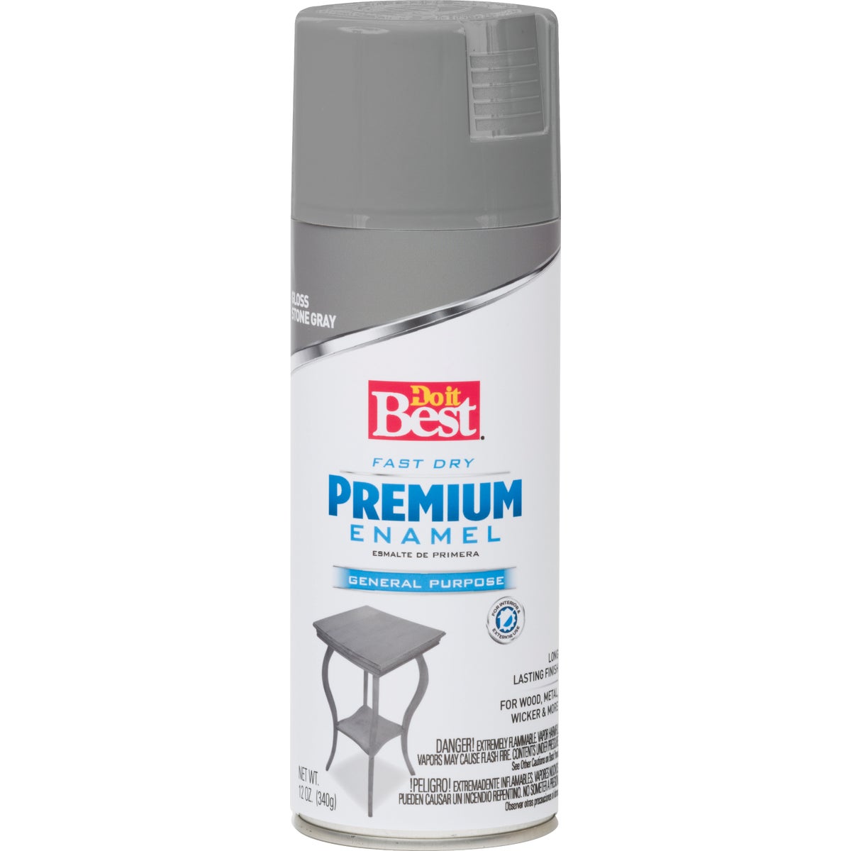 Premium Enamel 12 Oz. Gloss Spray Paint In Stone Gray