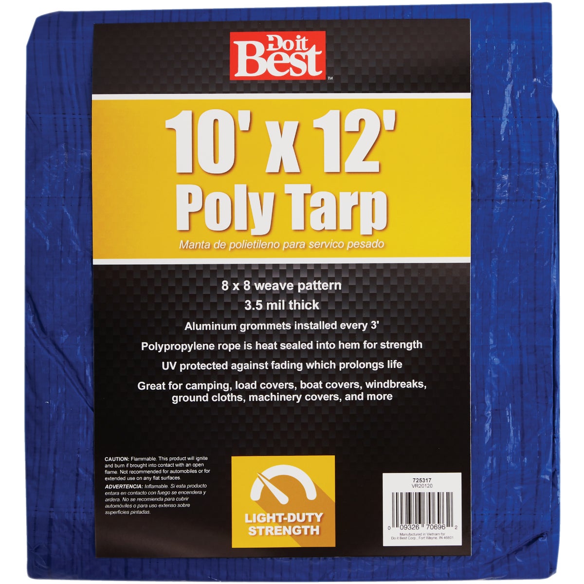 Blue Woven 10 Ft. X 12 Ft. General Purpose Tarp With Grommets