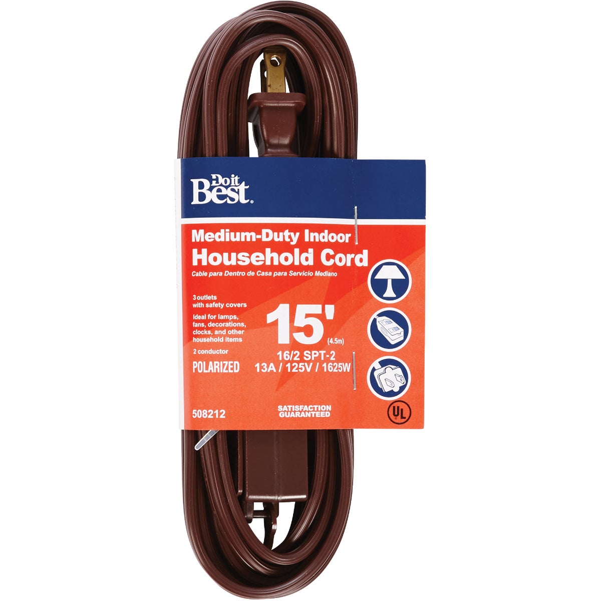 15 Ft. 16/2 Brown Cube Tap Extension Cord In-pt2162-15x-br