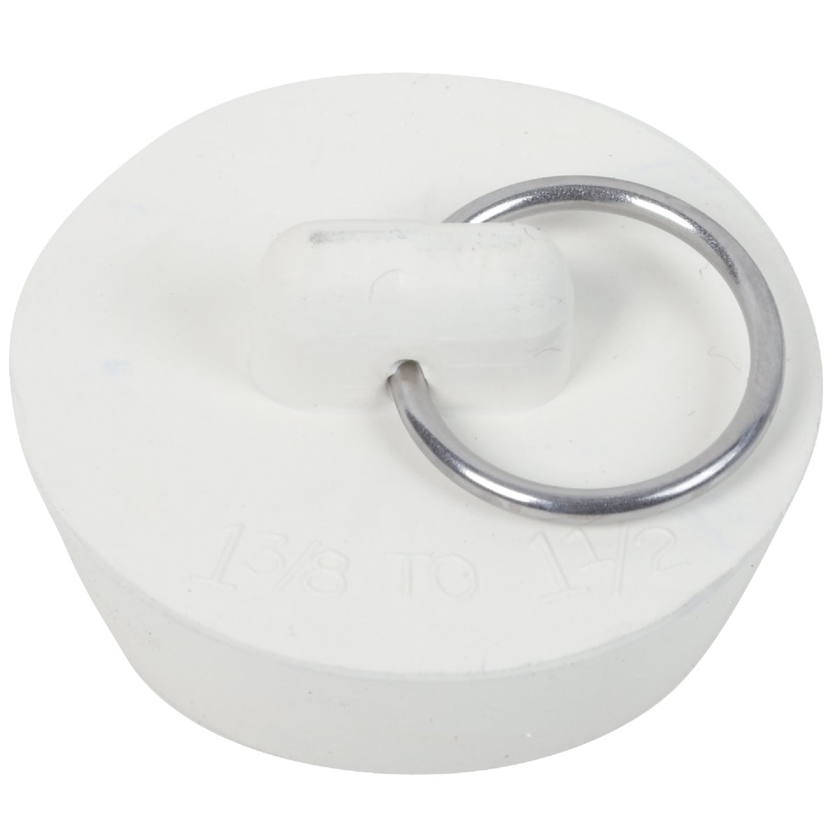 Duo-fit 1-3/8 In. To 1-1/2 In. White Rubber Sink Drain Stopper With Brass Ring