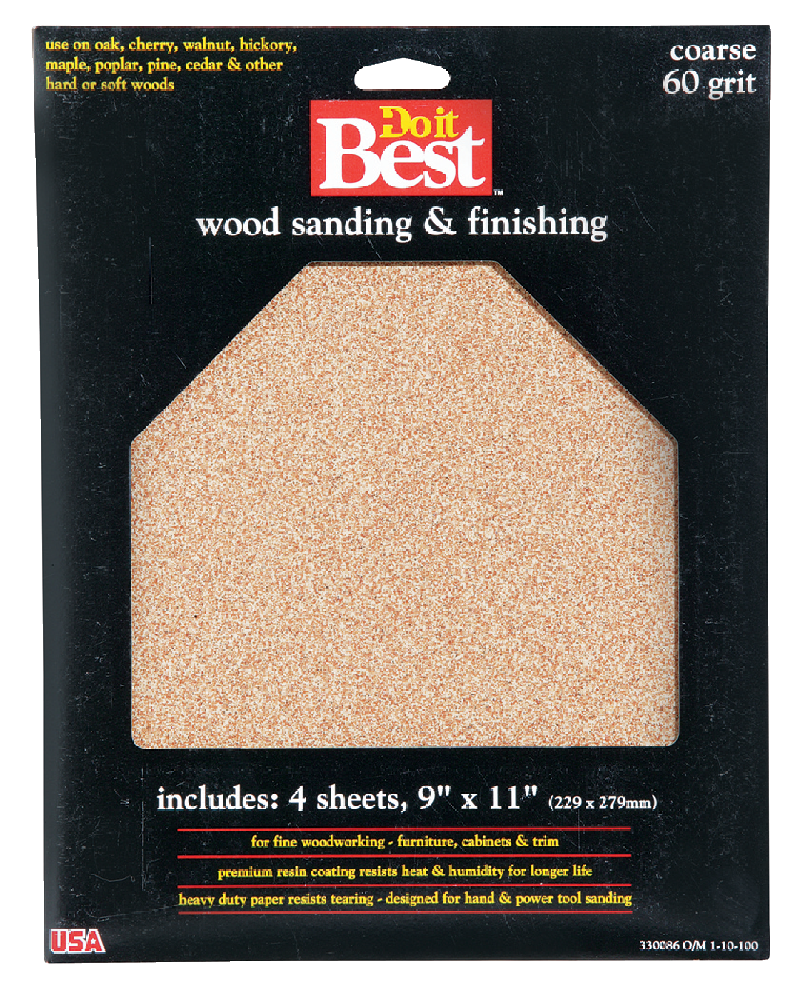Do it Best Bare Wood 9 In. x 11 In. 60 Grit Coarse Sandpaper (4-Pack)