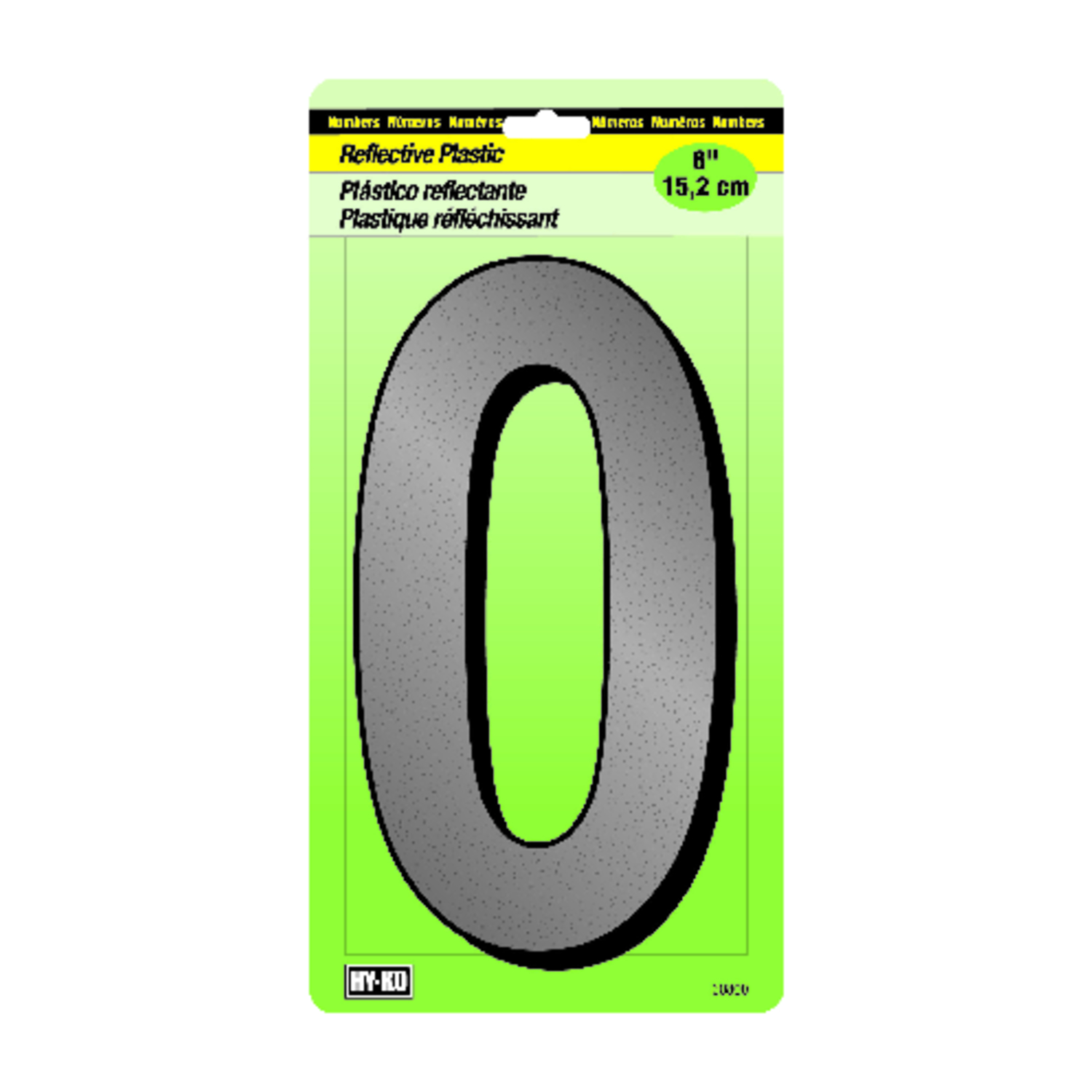 House Address Number 0, Screw-in, Reflective Plastic, 6-In.