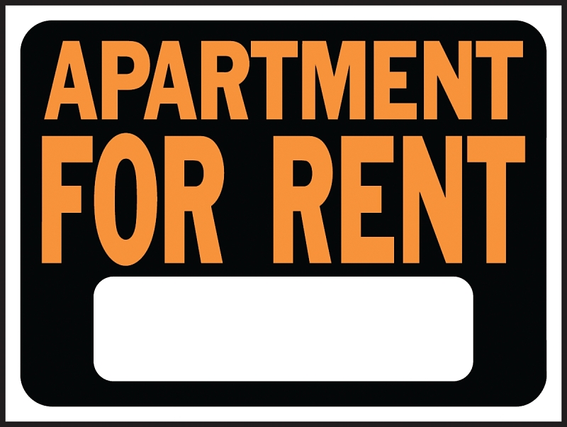 9x12 Weatherproof Plastic Apartment For Rent Sign With Orange Lettering