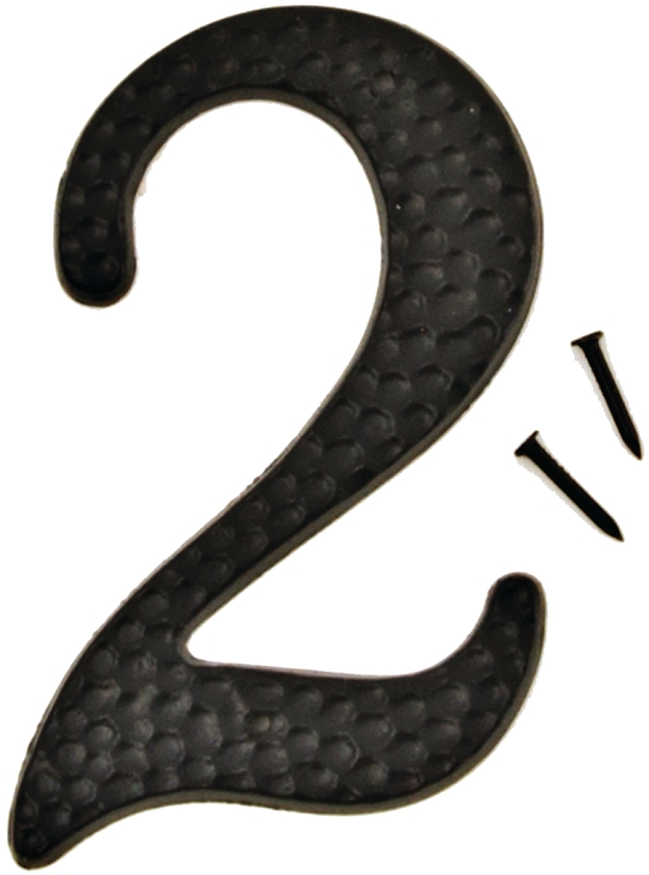 3-1/2 In. Black Hammered Aluminum House Number Two - Model Dc-3/2